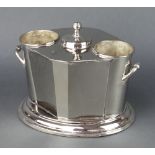 An Art Deco style silver plated 2 bottle wine cooler with twin handles 28cm