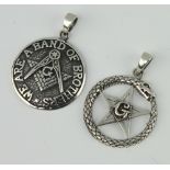Two 925 standard Masonic pendants