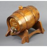 A Brown & Pank Verano coopered oak sherry cask on stand 23cm x 34cm x 23cm