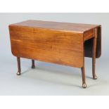 A 19th Century rectangular mahogany drop flap padfoot dining table 70cm h x 114cm w x 41cm when
