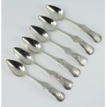 Six Dutch silver teaspoons with chased scroll decoration 1847, 64 grams