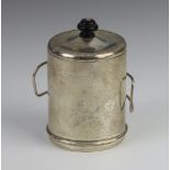A Victorian silver travelling cup and cover with ebonised knop, London 1894, rubbed marks 9cm, 82