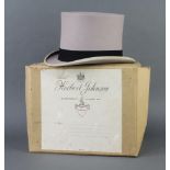 Herbert Johnsons, a gentleman's Ascot grey top hat, size 7 1/4, complete with box Slight section