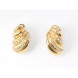 A pair of 18ct yellow gold paste set ear clips 22 grams gross