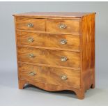 A 19th Century mahogany chest of 2 short and 3 long drawers with replacement oval plate drop