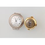 A gentleman's unusual pair cased silver wristwatch with red 12 and seconds at 6 o'clock, inscribed