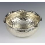 An early 20th Century German 800 silver hammer pattern rose bowl with fluted rim by Koch &