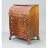 An Edwardian Georgian style mahogany cylinder bureau above 4 long drawers, raised on splayed bracket