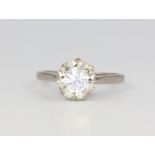 An 18ct white gold brilliant cut single stone diamond ring approx. 2.5ct, 14mm diam. and 5mm deep,