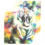 Katy Jade Dobson (1988) limited edition print, signed in pencil "Bellicose" study of a roaring tiger