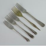 A Sterling silver fork, 4 others, 214 grams