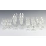 A set of 4 Stuart Crystal champagne flutes (1 chipped), 6 sherry glasses decorated with flowers, 4