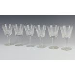 Six Waterford Crystal wine glasses 15cm One is chipped