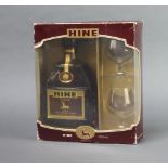 A 68cl bottle of Hine V.S.O.P Vieille fine champagne cognac, boxed with 2 brandy glasses