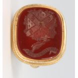A 19th Century yellow metal cut bloodstone seal