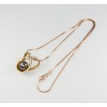 An 18ct yellow gold necklace 44cm together with a pearl and diamond set pendant 12.2 grams gross
