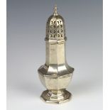 A silver octagonal sugar shaker 1914, by J, Richard Attenborough Company Ltd, 138 grams, 18cm