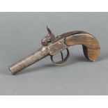 H Nock, a 19th Century percussion pocket pistol with 6cm dial, the grip with diamond inlayThere is a