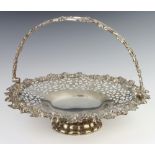 A Victorian cast and pierced silver basket with swing acorn and leaf handle, Sheffield 1849, 508