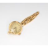 A lady's 18ct yellow gold wristwatch on a ditto expanding bracelet, gross weight 16 grams