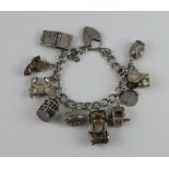 A silver charm bracelet 57 grams