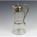 An Edwardian silver plated mounted claret jug 29cm