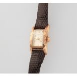 A lady's Art Deco 14ct yellow gold wristwatch inscribed Wittnauer in a sunburst case 28mm x 15mm