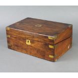 A Victorian walnut and brass banded writing slope 15cm h x 35cm w x 23cm d Scratches to the top,