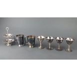 A pair of silver plated mugs and minor plated wares