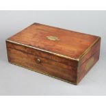 A 19th Century mahogany and brass banded writing slope with leather interior, Bramah lock 13cm h x