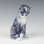 A Royal Copenhagen figure of a seated cat 340 17cm