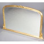 20th Century, Victorian style oval bevelled plate over mantel mirror, contained in a gilt frame 81cm