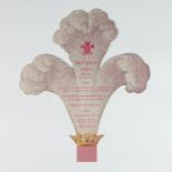 Of Royal Interest, a cut out menu card for an event at Buckingham Palace, Thursday 17th June 2010,