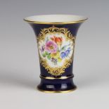 A 20th Century Meissen flared neck vase decorated with flowers 9cm
