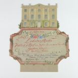 Of Royal Interest, a cut out menu card for a Recital by The Philharmonic Orchestra at The Orchard