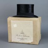 A gentleman's black silk top hat by Trees & Co London size 7 1/8 contained within a Herbert