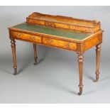 A Victorian figured walnut writing table, the top fitted a super structure with 3/4 gallery and 3