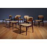 A SET OF SIX ROSEWOOD UPHOLSTERED DINING CHAIRS, BY GIANFRANCO FRATTINI