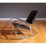 AN ART DECO STYLE CHROME ROCKING CHAIR, 1970's