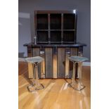 A SUPERB VINTAGE STAINLESS STEEL HOME COCKTAIL BAR, 1970'S