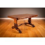 A FINE ROSEWOOD LIBRARY TABLE