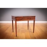 A MAHOGANY, ROSEWOOD CROSSBANDED, AND STRING INLAID SIDE TABLE, EARLY 19TH CENTURY