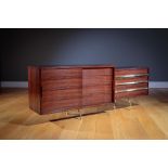 A ROSEWOOD SIDEBOARD, ITALIAN 1960s, with inset sm