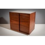 A ROSEWOOD BAR CABINET, ITALIAN 1960s, with slidin