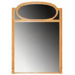 A LARGE GILT PLASTER UPRIGHT COMPARTMENTED MIRROR