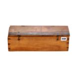 A VINTAGE RECTANGULAR PINE BOX painted with a schooner in full sail and inscribed "SIMONE, Cpt R