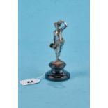 A LATE 19TH CENTURY CAST SILVER FIGURE OF BACCHUS, raised on an ebonised base, London hallmark (no