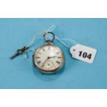 L R COHEN, WIDNES, A VICTORIAN SILVER KEYWIND OPEN FACE POCKET WATCH with white enamel dial and