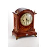 WINTERHALDER & HOFFMEIR, A LATE 19TH CENTURY WALNUT AND MARQUETRY INLAID BRACKET CLOCK, circular