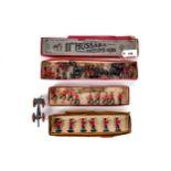 A PART SET OF NINE BRITAINS YORKS AND LANCS LEAD SOLDIERS with box and lid, a part set of Britains